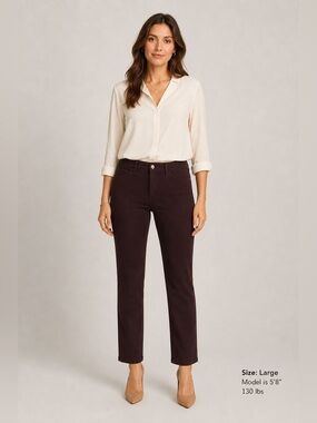 Zac & Rachel Brown Pull On Stretch Pants Large Career Casual Slim Straight